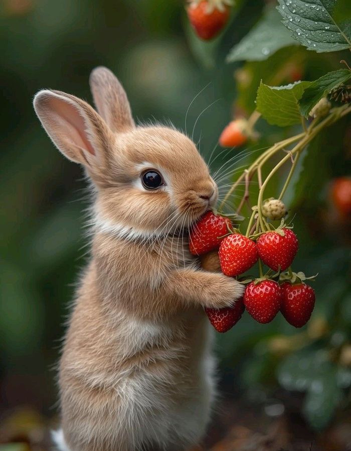 Rabbit with strawberries
